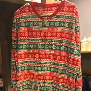 Christmas Footless fleece men’s pajama one piece.